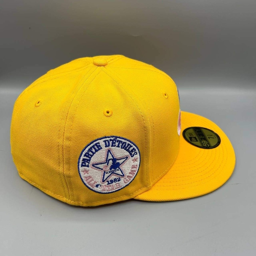 Montreal Expos Hat Men 7 3/8 Yellow Pink 59Fifty New Era MLB Fitted Cap